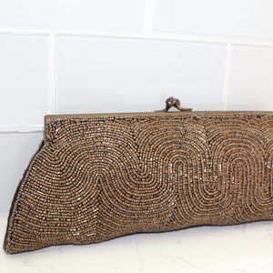 vintage moyna beaded brass clutch